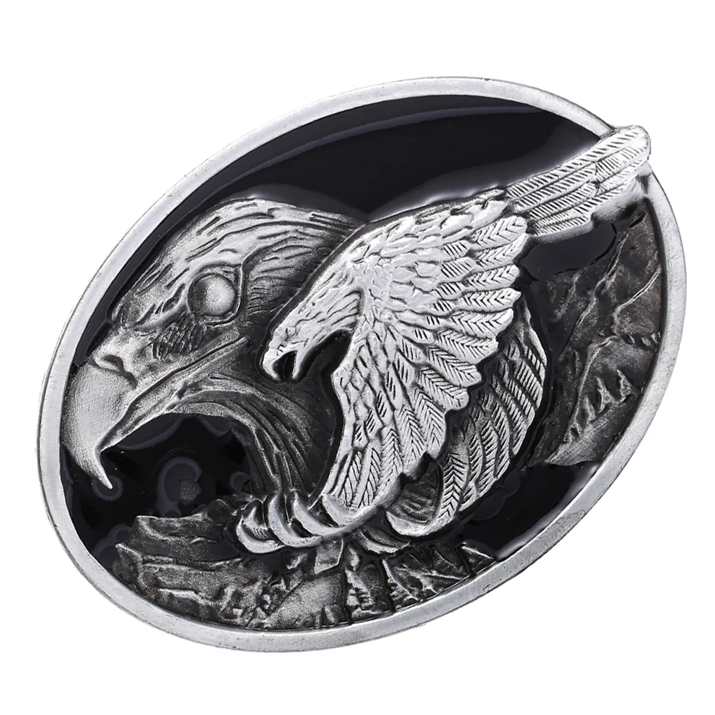 Stylish Hip Hop Flying Eagle Engraved Oval Belt Buckle Western Indian Cowboy Cowgirl Jeans Accessories