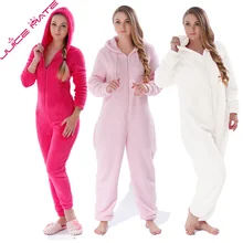 Плюс Размер Кигуруми Пушистый Руно Onesies Пижама Женская комбез