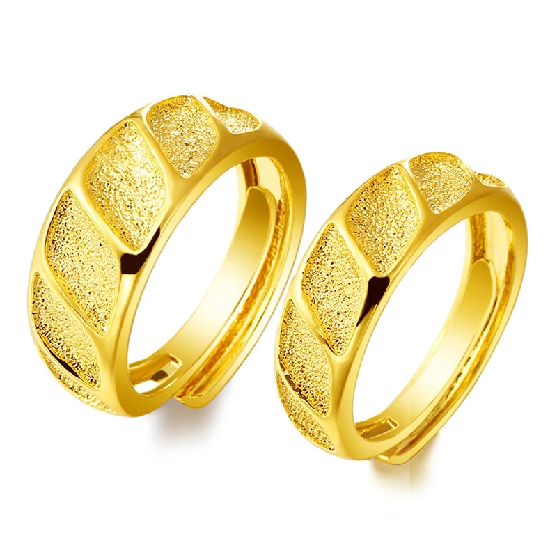 Модные Роскошные 24k золотые кольца для пар нежные скрабы мастерство не выцветают мужские и женские кольца Свадебные селективо ювелирные изделия