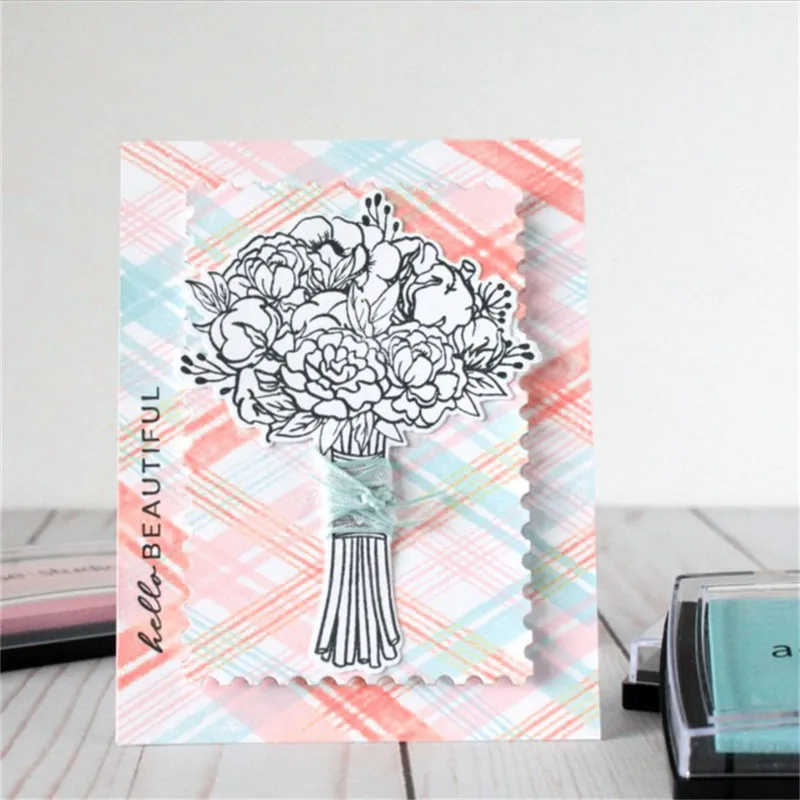 

InLoveArts 7Pc 14*14cm Clear Stamps and Dies for Card Making Scrapbooking Embossing Craft Silicone Transparent Flower Alphabet