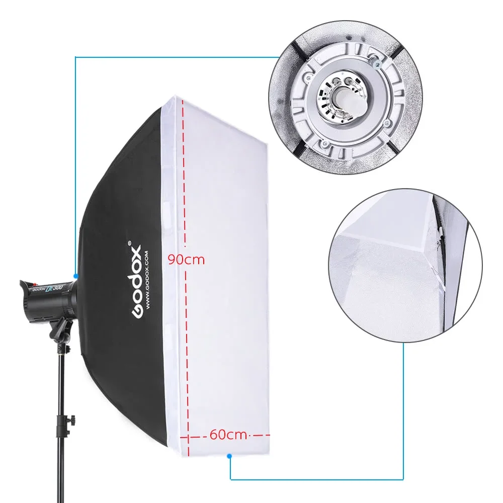 Godox DE300 3*300WS Studio Фото стробоскоп комплект для вспышки с подставкой/софтбоксом/Отражатель/мягкий Зонт/вспышка триггера/тени