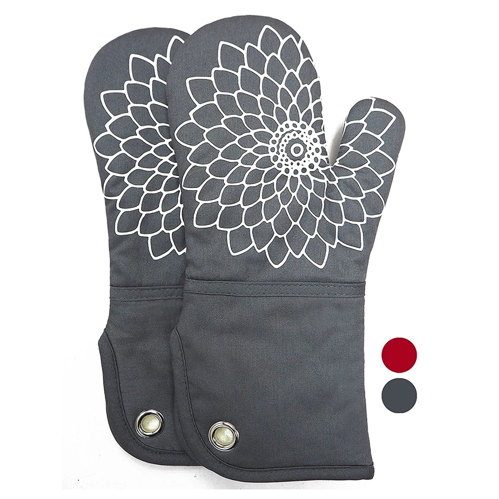 Cocotik Heat Resistant Kitchen Oven Mitt With Non Slip Silicone Printed