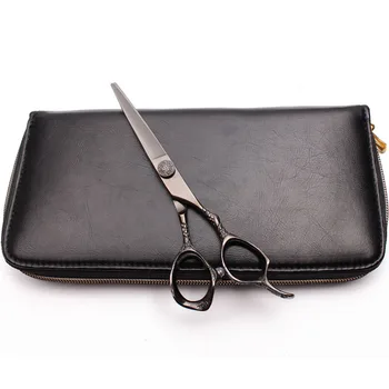 

5.5" 16cm 440C Engraving Logo Black Hairdressing Scissors Haircut Set Thinning Scissors Cutting Shears Salon Hair Scissors C9001