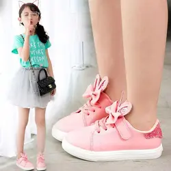 KEYITODO/детская обувь на липучке; Новинка 2019 года; кроссовки для девочек; детская обувь; дышащая повседневная обувь с милыми кроличьими ушками;