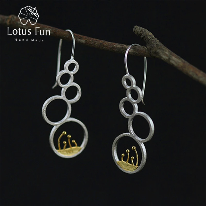 

Lotus Fun Real 925 Sterling Silver Natural Original Handmade Fine Jewelry Elegant Flower Bird Dangle Earrings for Women Brincos