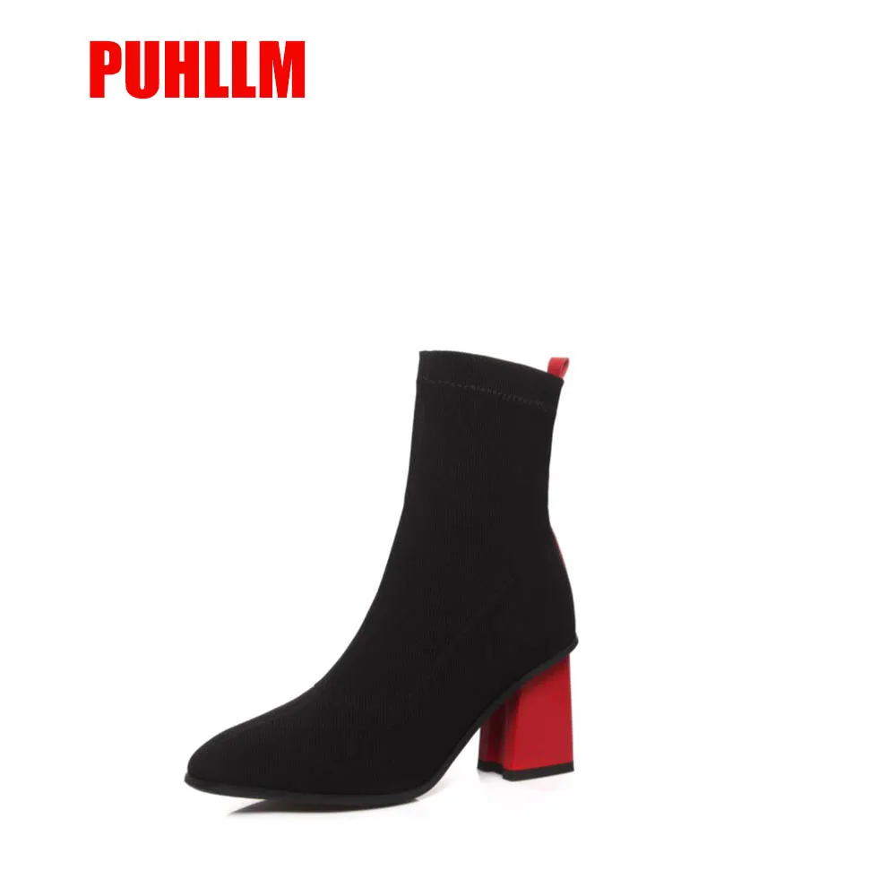 

2019 Autumn Winter Europe and America Booties Stretch Cloth Socket Women's BootsF3