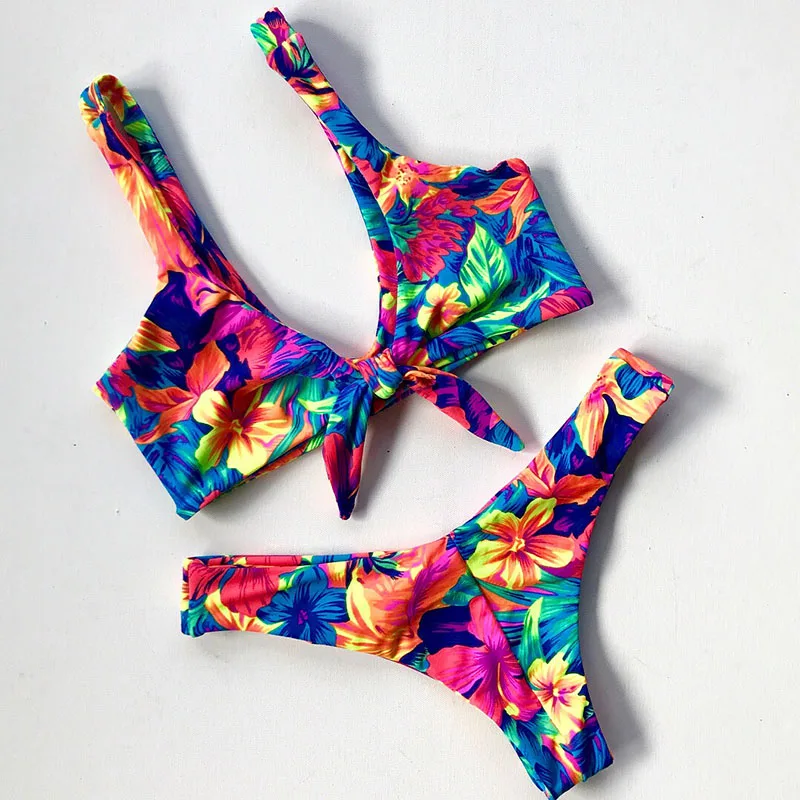 Beach Print Brazilian Bikini Set