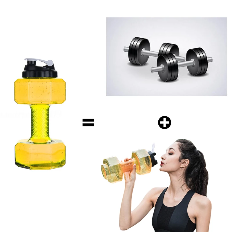 2.2L водные гантели, чайник для тренажерного зала, фитнеса, похудения, тренировка, толкающая крышка, бутылки для воды, многофункциональное оборудование для занятий фитнесом