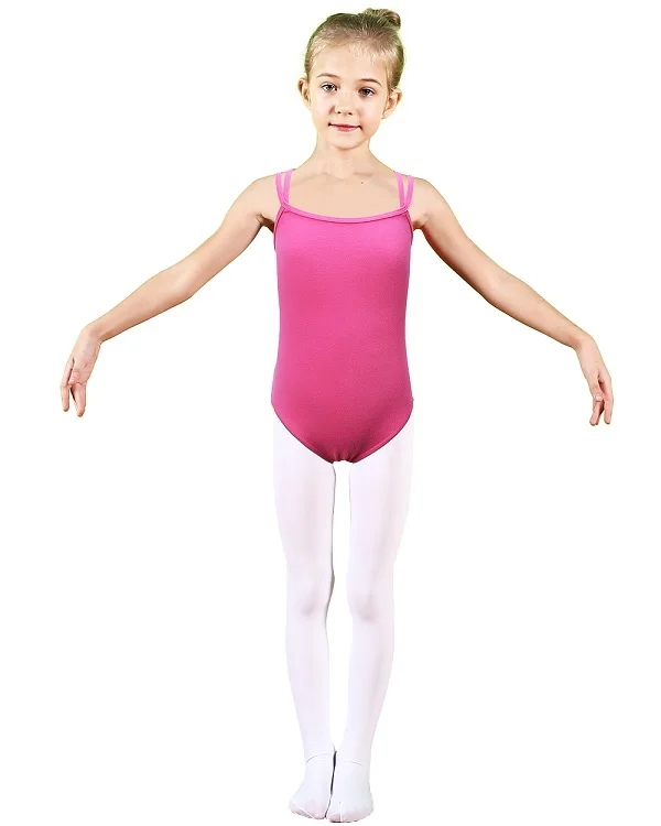 BAOHULU/танцевальное трико без рукавов для маленьких девочек; детское балетное боди; розовое гимнастическое трико - Цвет: Родо