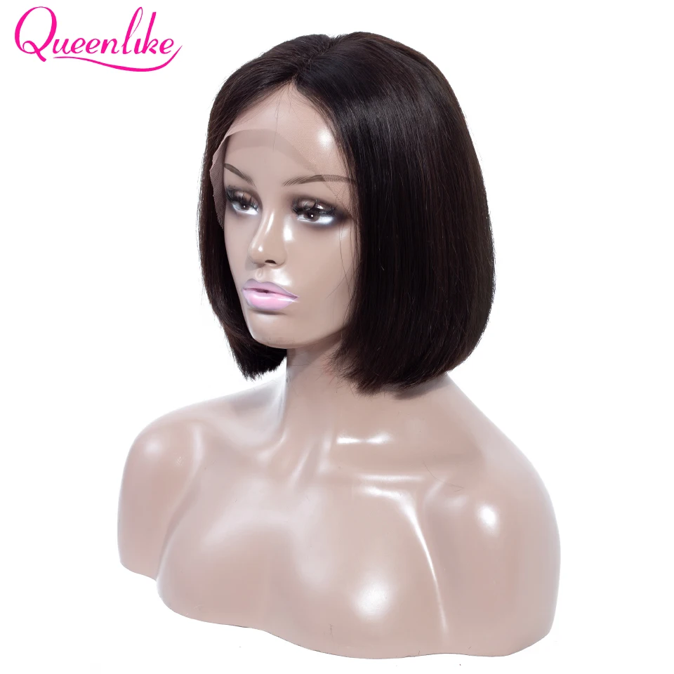 Queenlike синтетический парик Боба с предварительно выщипанные волосы бразильские волосы remy для черных женщин короткие фронтальные парики человеческих волос