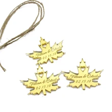 30 шт Персонализированные Выгравированные пользовательские зеркальные Свадебные бирки вино логотип метки любовь бирка лист с джутовый канат Декор сувениры 5,5x4,4 см