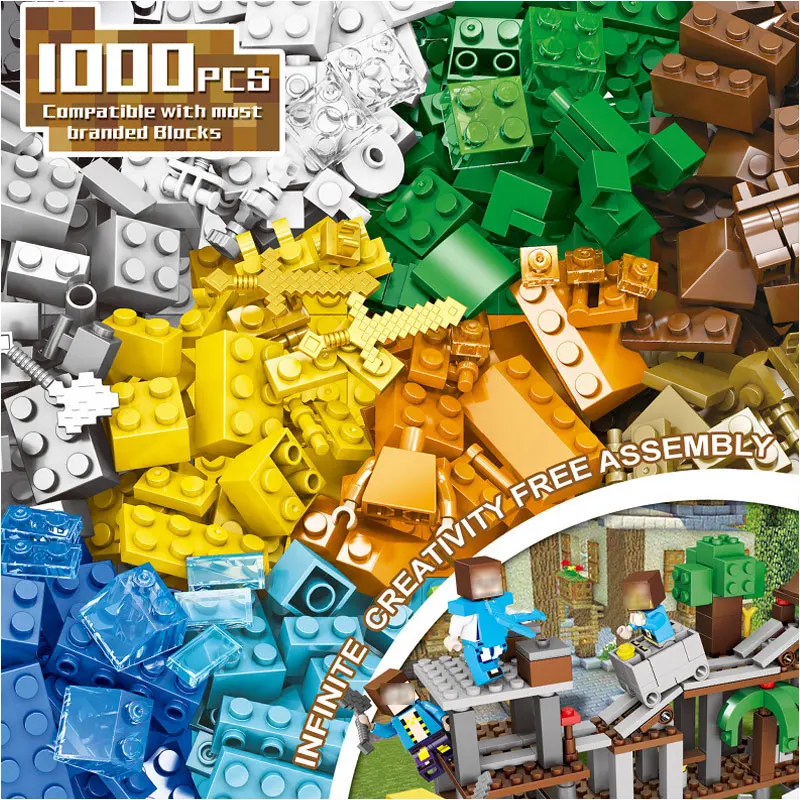 

Minecraft Blocks 1000 Piece Bricks Compatible with Legoing Minecraft Village Building Blocks Birthday Gifts Toys for children