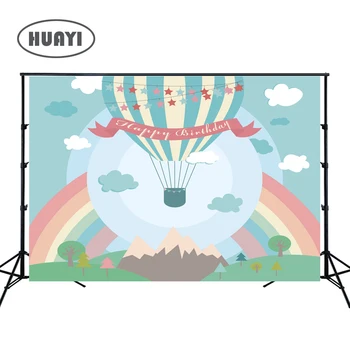 

photography backdrops newborn props photo backdrops Hot air balloon rainbow background birthday party banner photo props W-309