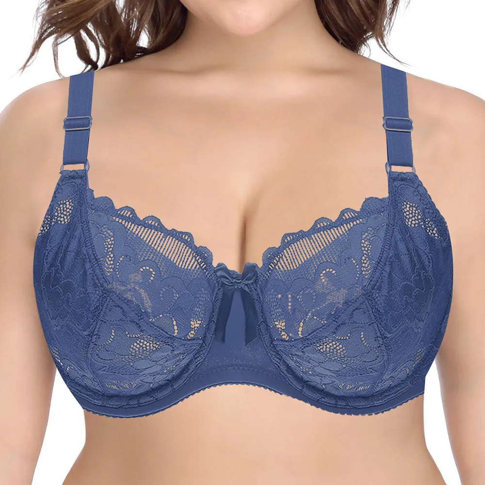 

New arrival mesh bras for women lace bralette embroidery underwire sexy lingerie floral 36DD 38DD 40DD 42DD 44DD 46DD 6 colors