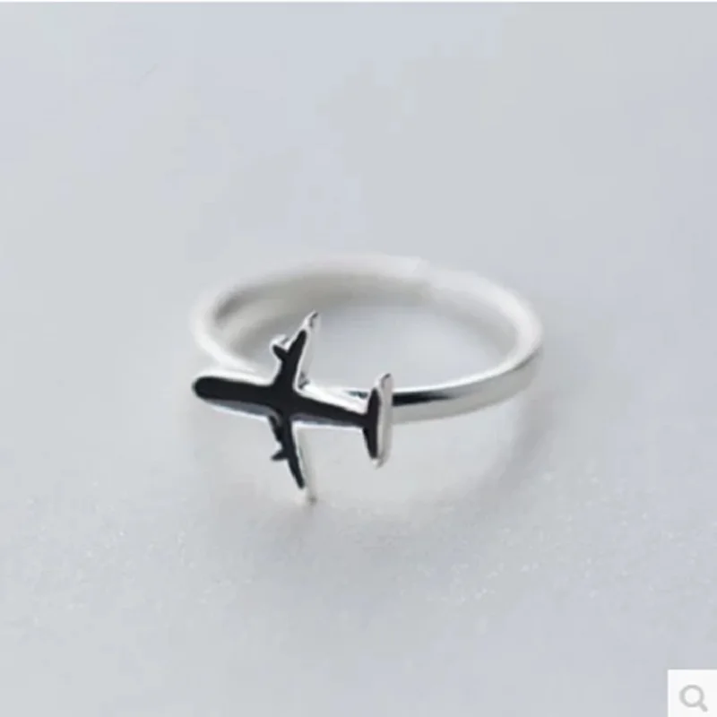 Shunyun Men's Women's Airplane Aircraft Rings Silver Plane Finger Ring