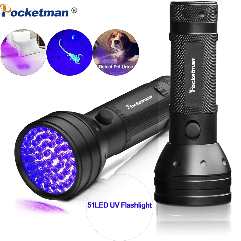 395 nm 51 LED Ultraviolet UV Flashlight Torch Black light ...