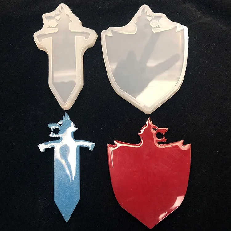 

New Transparent Silicone Mould Dried Flower Resin Decorative Craft DIY Sword and shield Mold epoxy resin molds for jewelry