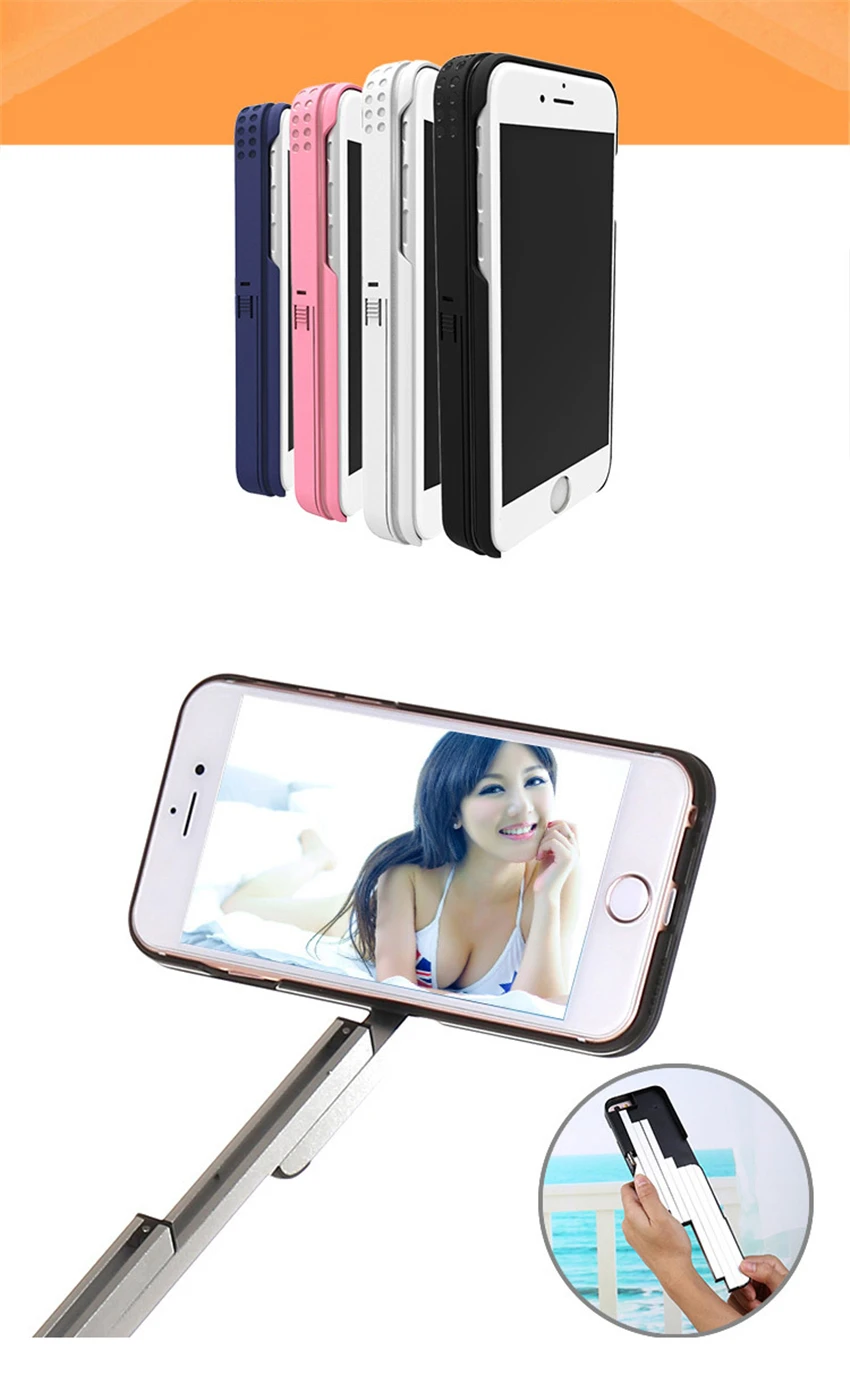 Bluetooth алюминиевая палка для селфи выдвижные телефонные чехлы для iPhone 6 6S 7 8 Plus Держатели и подставки пульт дистанционного управления задняя крышка