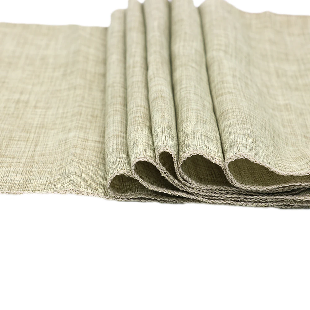 Gray Khaki Burlap Table Runner Jute Imitated Linen Tablecloth Rustic