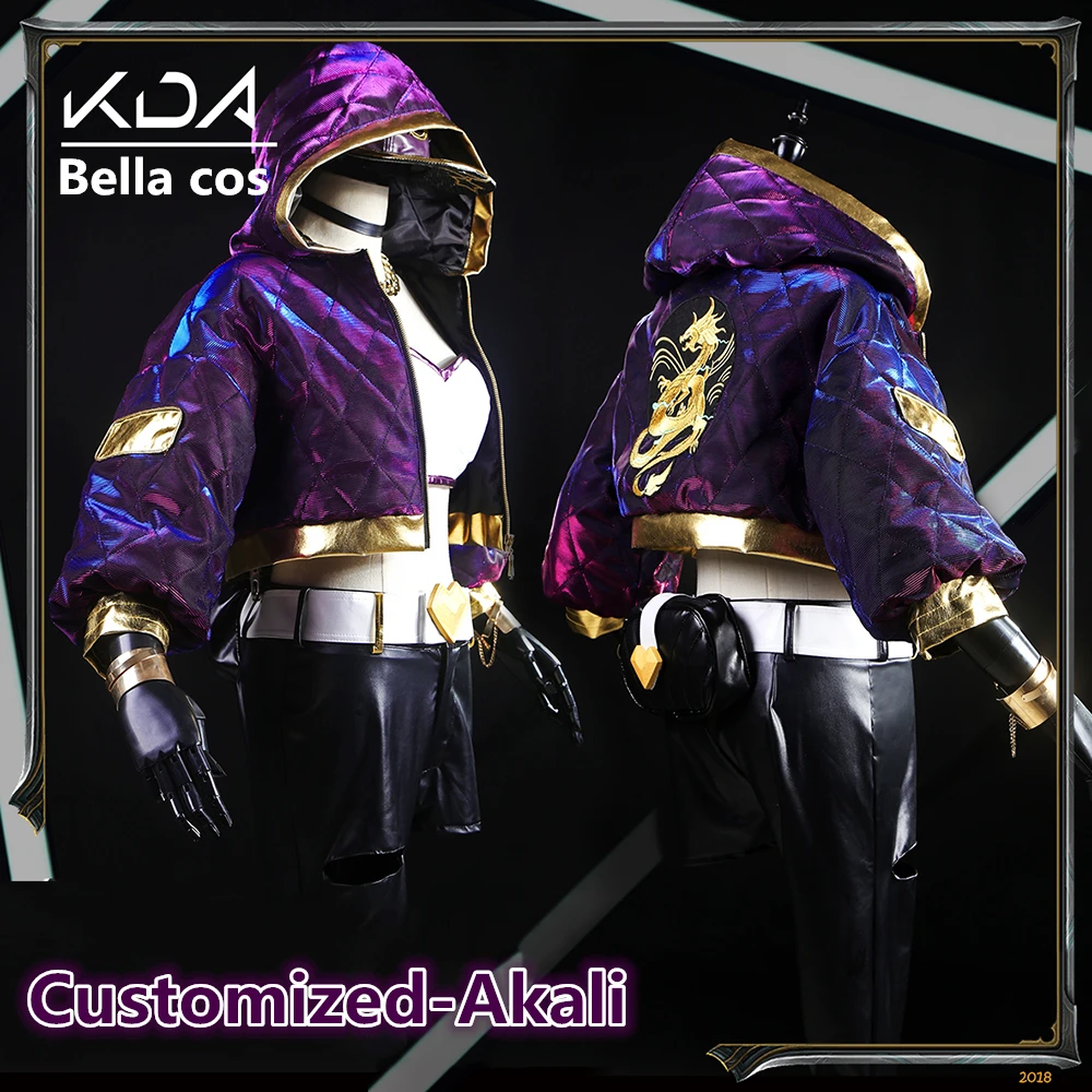 Костюм для косплея LOL KDA Akali Женский костюмы на Хэллоуин топ брюки пальто и