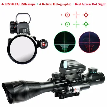 

Tactical Hunting 4-12X50 EG Riflescope & 4 Reticle Holographic & Red Green Dot Sight Laser Scope Shooting Sight Scope 20mm Rail
