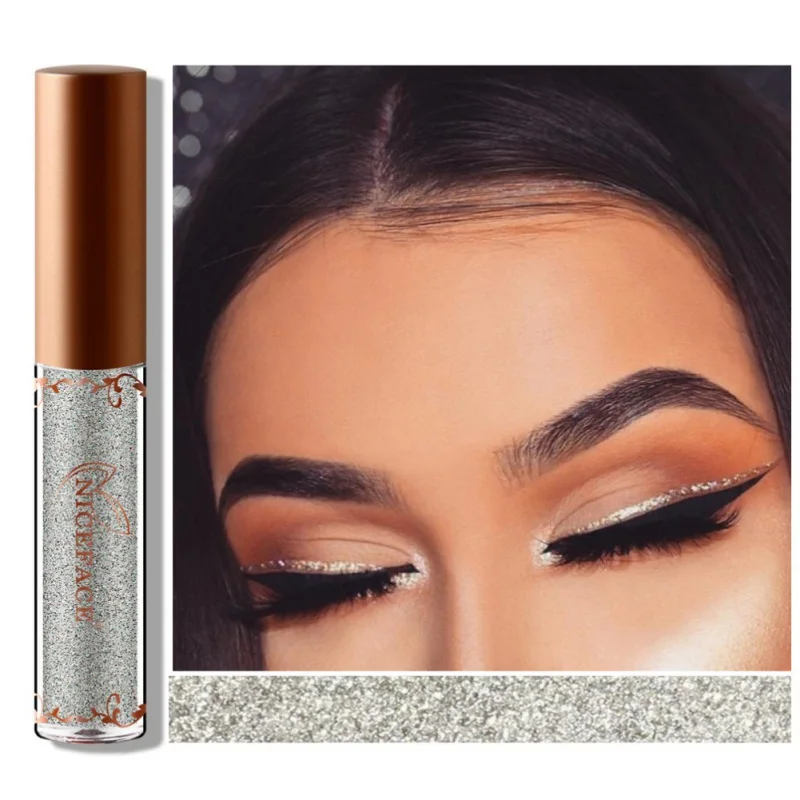 12 Цвет Metallic Eyeliner сделать UpLiner пигментированные Серебряный Блеск Shimmer макияж жидкая подводка Сияющий Косметическая Maqiagem