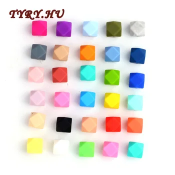 

100PC 17mm Hex Silicone Beads BPA Free for DIY Baby Teething Jewelry Pendant Toys Food Grade Teether Beads Accessories