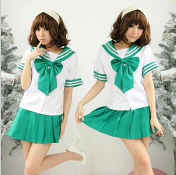 Япония и Южная Корея моряк костюм костюмы аниме COS Япония академической школы студентка униформа японский школьная форма школьная форма для девочек школьная одежда футболки - Цвет: Зеленый