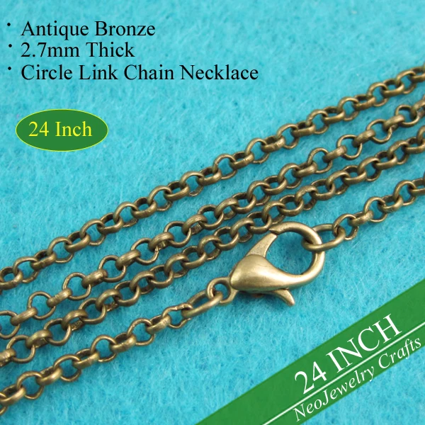 500 pcs 24 inch Antique Bronze Rolo Chain Necklace, 60cm Antique Bronze