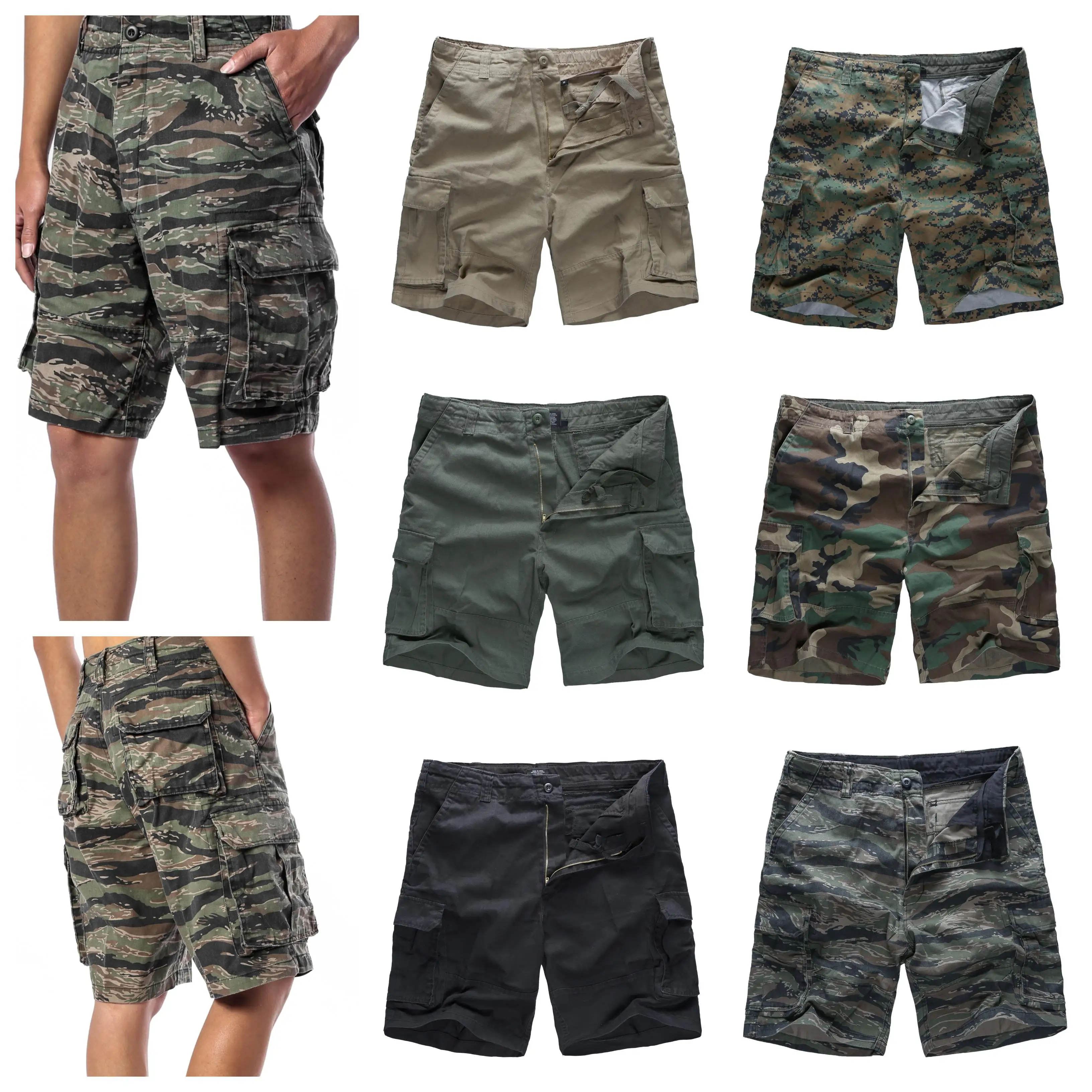Mens Army Military Combat Camo Shorts Casual Cargo Shorts Camping Work Fishing