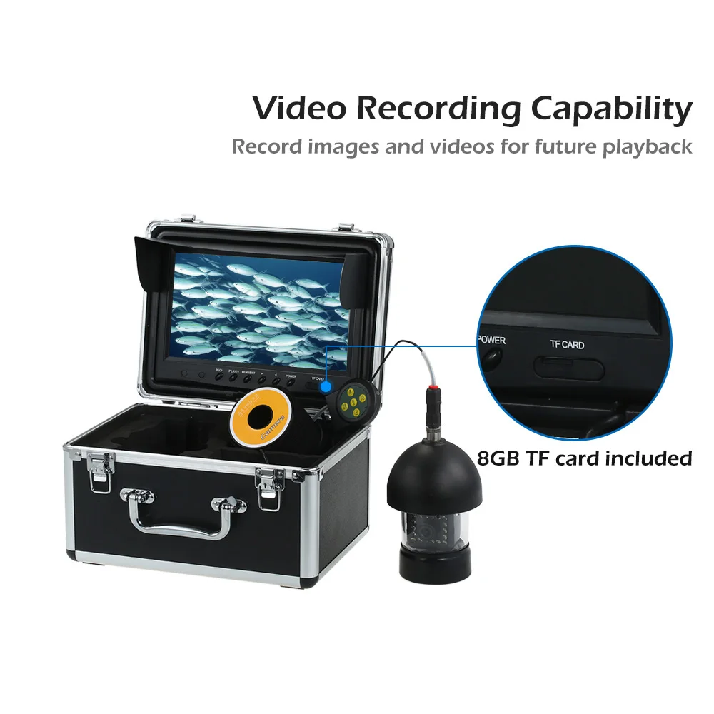 Заводская распродажа непосредственно 360 градусов вращающийся Камера Рыбалка Камера подводный Камера 18 шт. светодиодные фонари DVR Запись видео 9" ЖК-дисплей