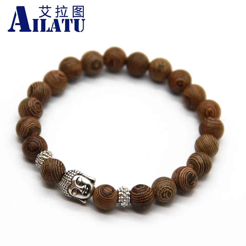 

Ailatu Religious Prayer Male Beads Natural Wood High Quality Buddha Head Beads Bracelet Jewelry