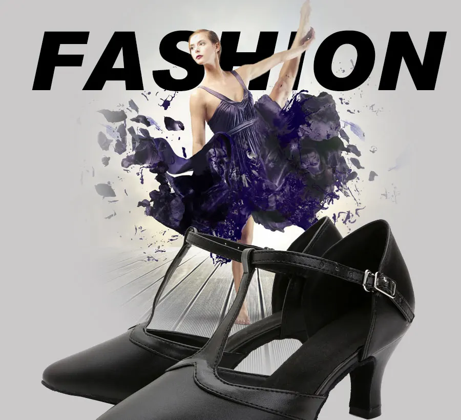 Новое поступление; женские туфли из коровьей кожи на среднем каблуке 6,5 см; черные современные танцевальные туфли; Бальные вечерние туфли; танцевальные туфли на каблуке для танго, вальса, сальсы