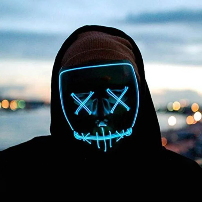 

Led Light Mask Party Masque Masquerade Masks Neon Masks Glow In Dark Cosplay Costume Full Face Scary Adult Party Masks