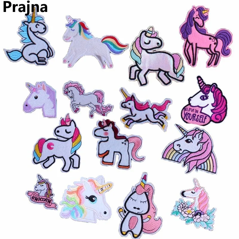 

Prajna Kids Christmas Horse Unicorn DIY Patch Cartoon Iron On Sewing Patches Cute Embroidered Patches For Clothing Fabric Badge
