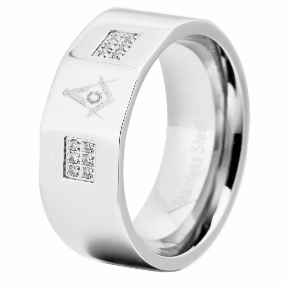 YGK бренд 10 мм ширина мастер масонская Серебряная эмаль 316 Кольцо из нержавеющей стали с Czs кольцо с бесплатной подарочная упаковка