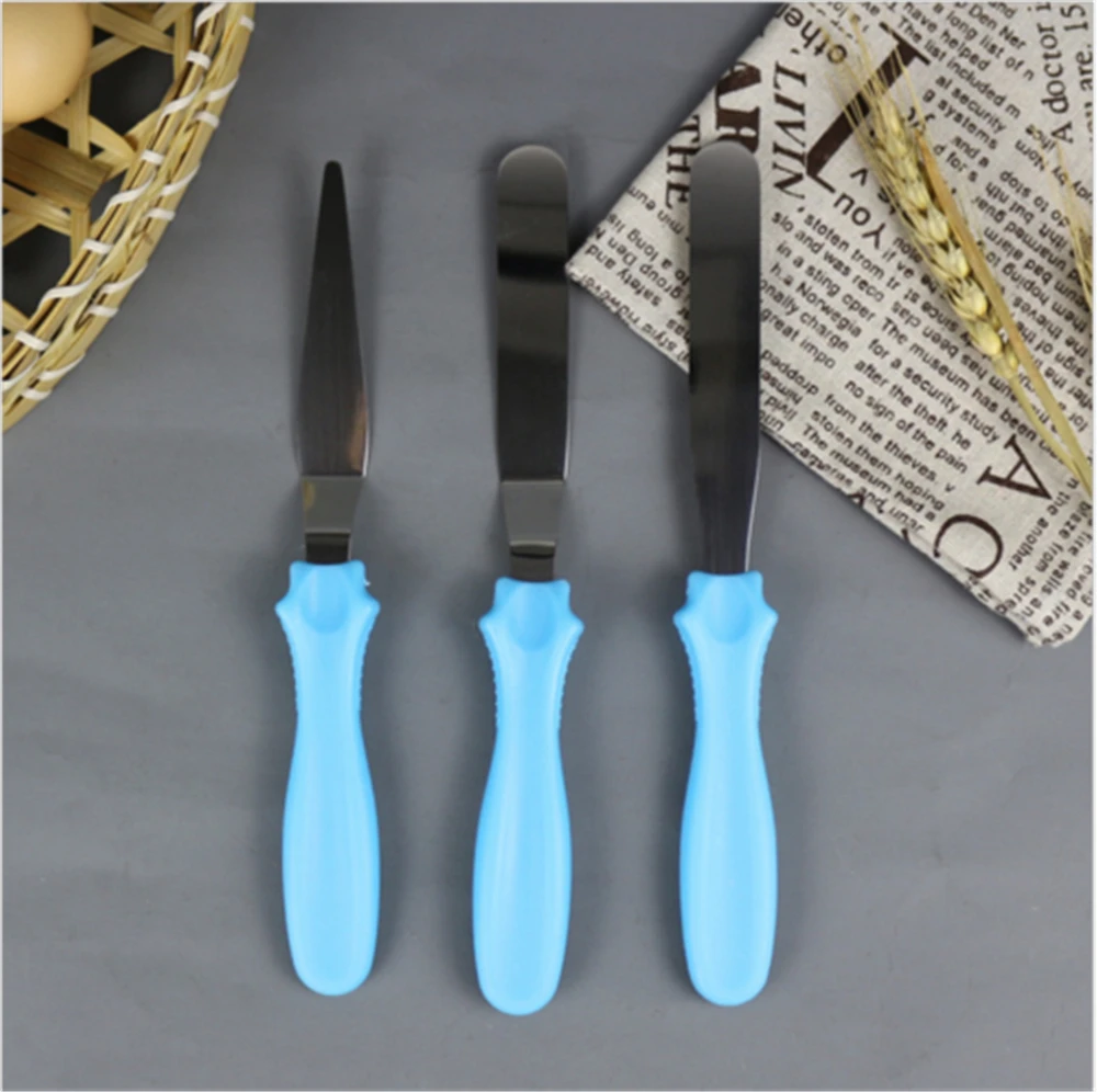 

3Pcs Stainless Steel Spatula Palette Knife Set Cake Decorating Smooth Tools Kit Bakeware Kitchen Tool