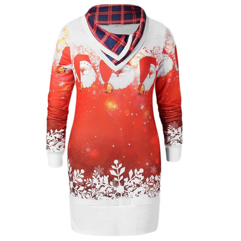 2018 New Women Merry Christmas Santa Claus Printed Tops Cowl Neck Sweatshirt Blouse Sport Sweater Women harajuku #2O18#F (7)