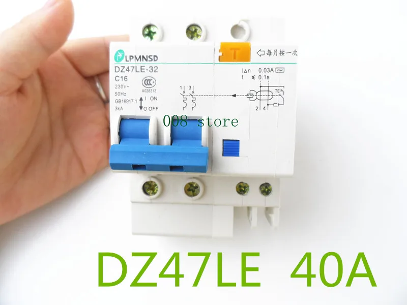 

DZ47LE 2P 40A 230V~ 50HZ/60HZ Residual current Circuit breaker with over current and Leakage protection
