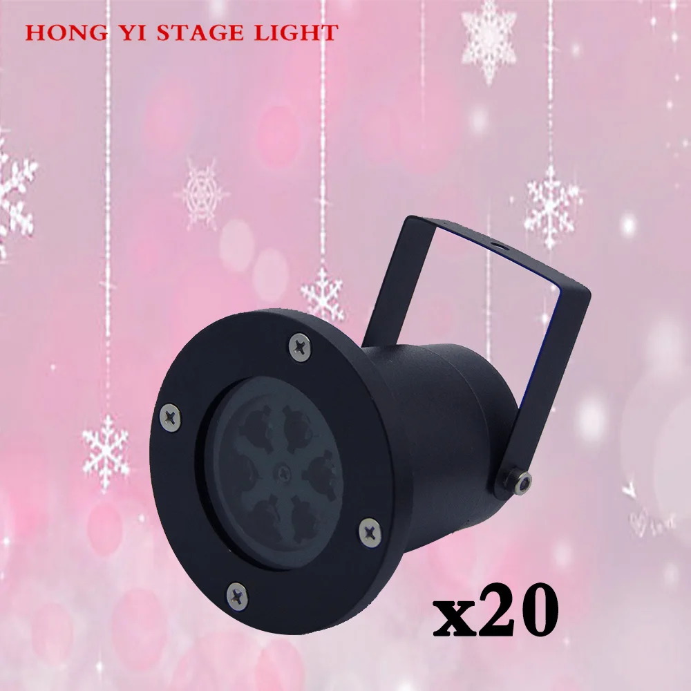 

20pcs/lot Snowflakes LED Stage Light use White Snow Sparkling Landscape Projector