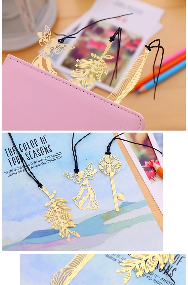 Изысканная мини-Закладка с металлическим рисунком, перо, ключ ангела, китайский стиль, креативная Классическая Закладка
