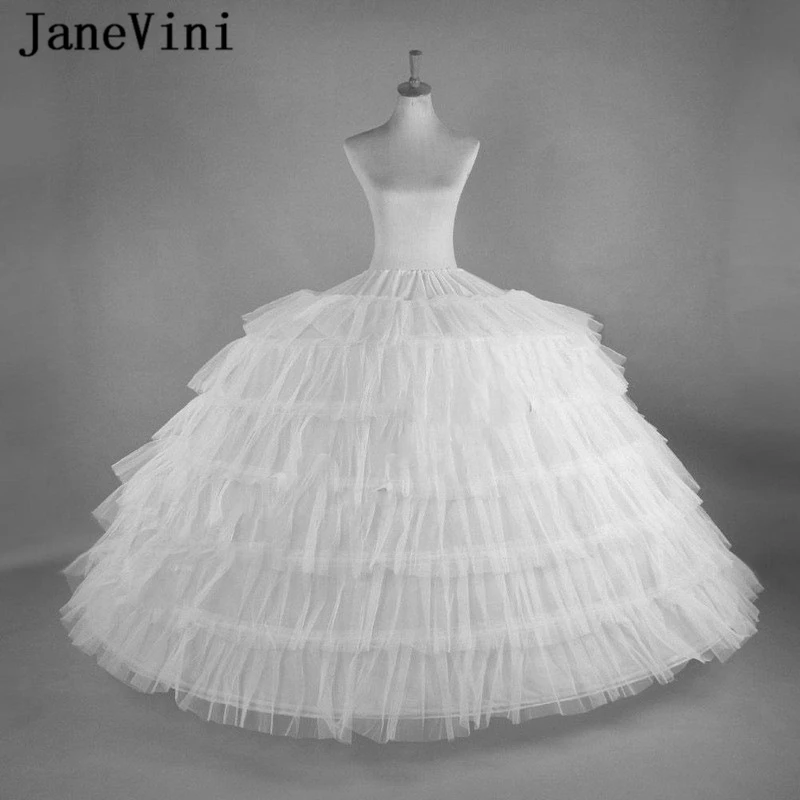 JaneVini 6 слоев пышная фатиновая бальная юбка под платье свадебное платье 6 обруч, кринолин оборки Нижняя юбка свадебные аксессуары