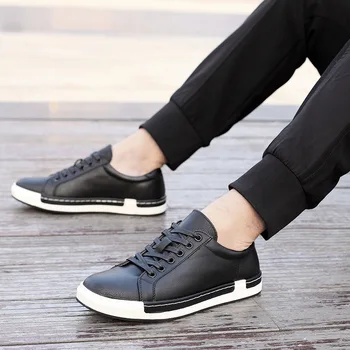 

TRANNO 2019 New Men Leather Shoes Casual Fabric Shoes Men Spring Autumn Footwear Male New High Quality Casual Shoes CC-075-2
