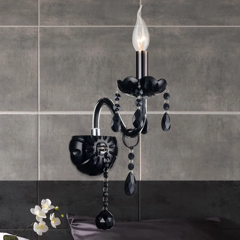 

European style simple crystal Wall Lamps living room bedroom bedside crystal lamp Candle and lanterns LU80495
