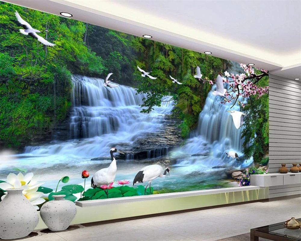 beibehang keindahan alam air landscape tv latar belakang dinding wallpaper untuk dinding gunung 3 d 3d