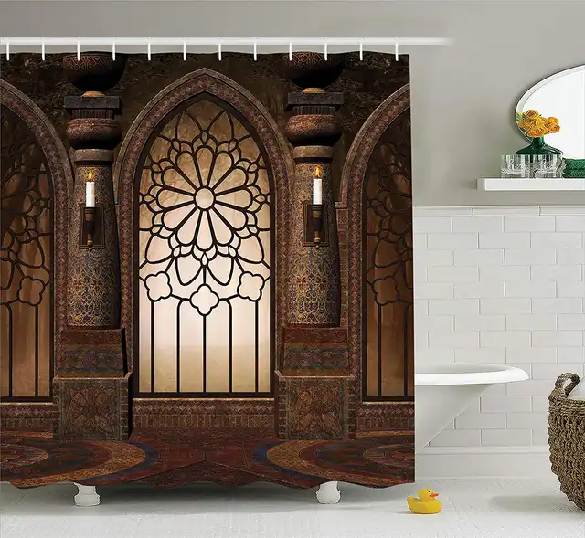 Gothic Shower Curtain Antique Myst Gate With Oriental Asian