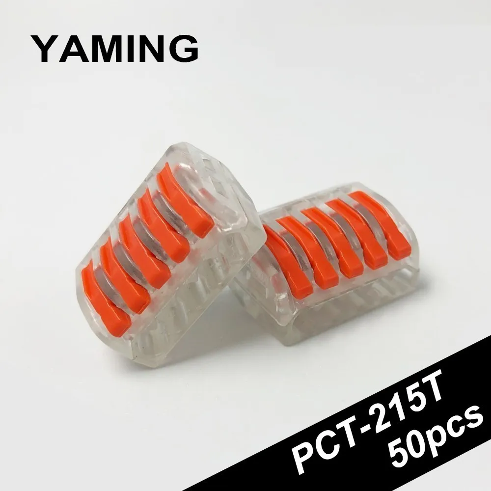 

PCT-215T Connector 5P Terminal blocks 5 Pins Transparent box cage Fast connection Wire conductor Spring (50PCS)