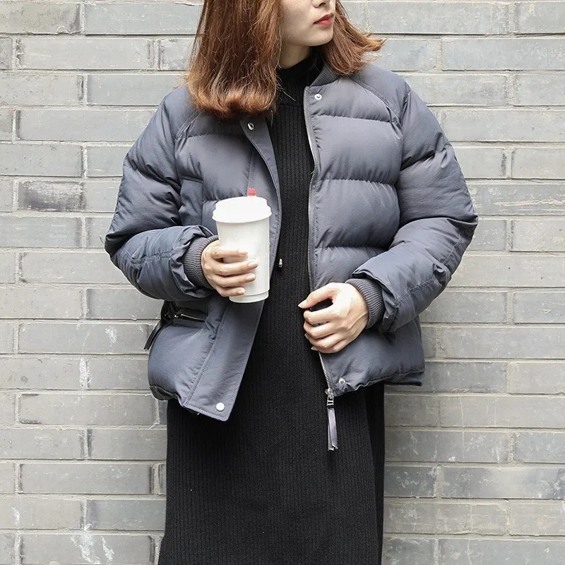 

New Arrival Winter Long Sleeve Short Coat Women Loose Warm Brand Parkas Solid Casual O-Neck Down Jacket