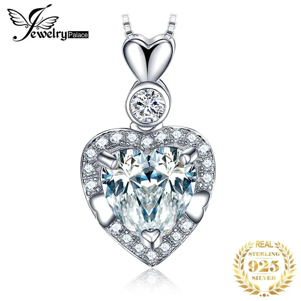 JewelryPalace сердце любовь 2ct кубического циркония ожерелье и подвески стерлингового