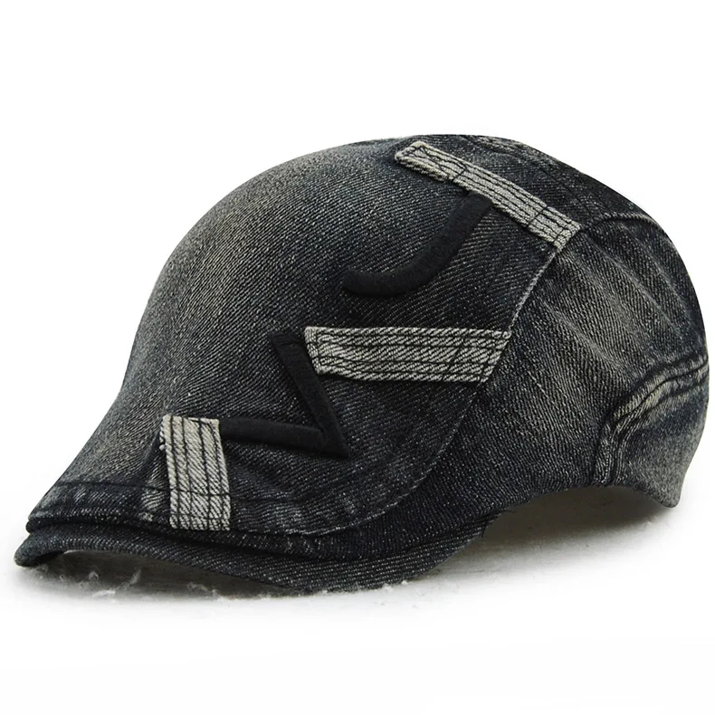 new women Cowboy Hats Breathable Bone Brim Hats denim Women's Men's denim Flat cap Herringbone Visors - Цвет: color 1